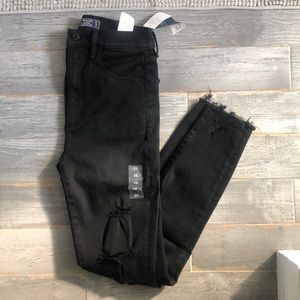 A&F distressed ulta high rise super skinny ankle